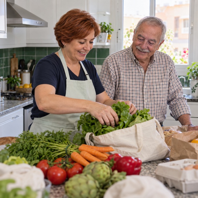 Escena ilustrativa de preparación de comidas en el hogar